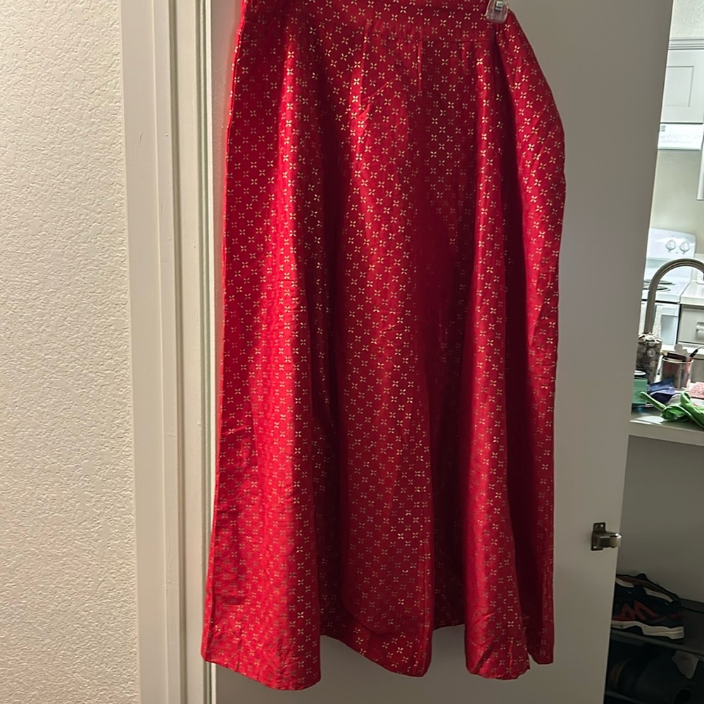 Janasya red & gold long skirt. Size 3XL
